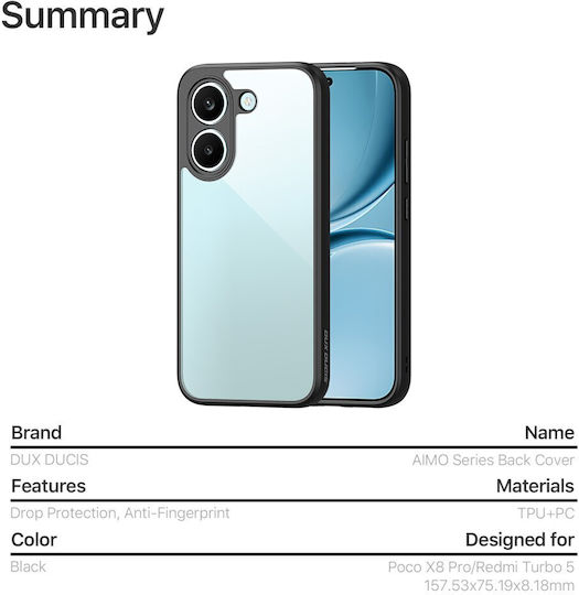 Dux Ducis Aimo Series Back Cover Πλαστικό / Σιλικόνης 0.8mm Μαύρο (Poco X8 Pro)