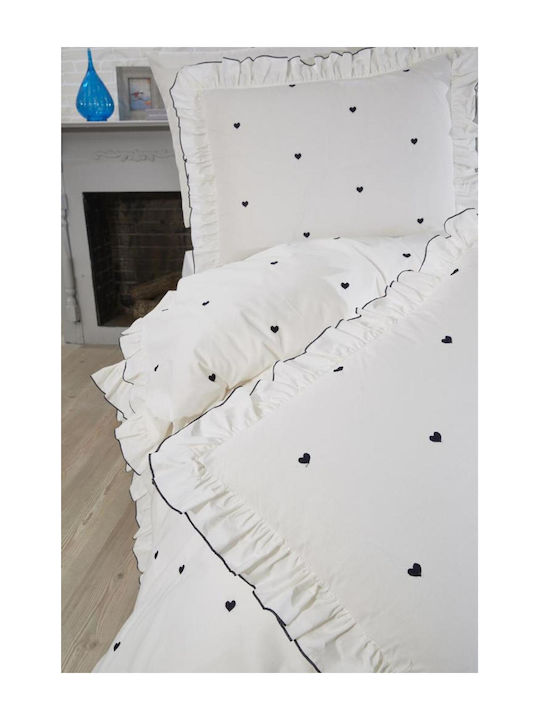 SteweHome Σετ Παπλωματοθήκη Βαμβακερή 200x220cm Διπλή με 2 Μαξιλαροθήκες Μπλε Σκούρο