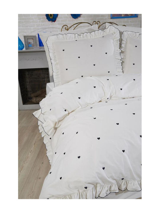 SteweHome Σετ Παπλωματοθήκη Βαμβακερή 200x220cm Διπλή με 2 Μαξιλαροθήκες Μπλε Σκούρο