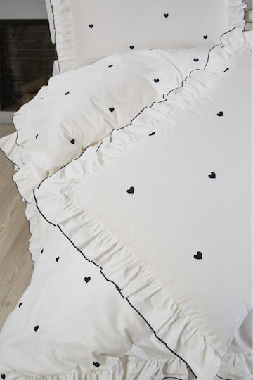 SteweHome Cotton Duvet Cover Set 200x220cm Double With 2 Pillowcases Dark Blue