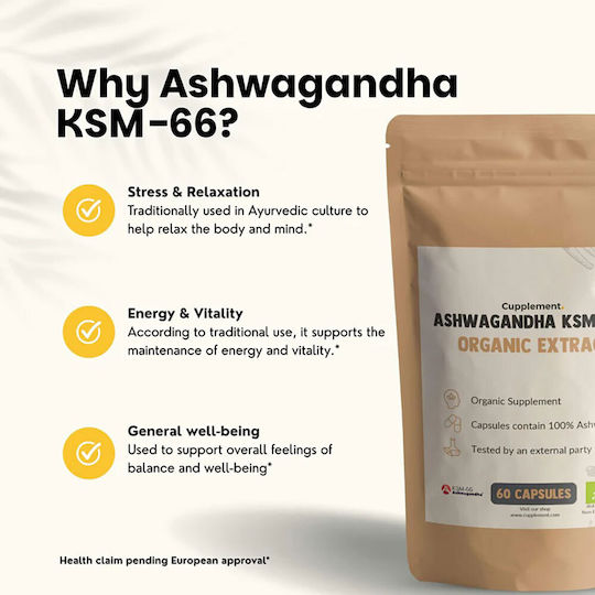 Cupplement BIO Ashwagandha KSM-66 500mg 60 Capsules Cherry
