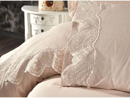 SteweHome Duvet Cover Set 200x220cm Double With 2 Pillowcases Brown
