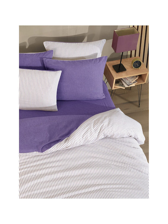 SteweHome Σετ Παπλωματοθήκη 160x220cm Μονή με Μαξιλαροθήκη Ριγέ