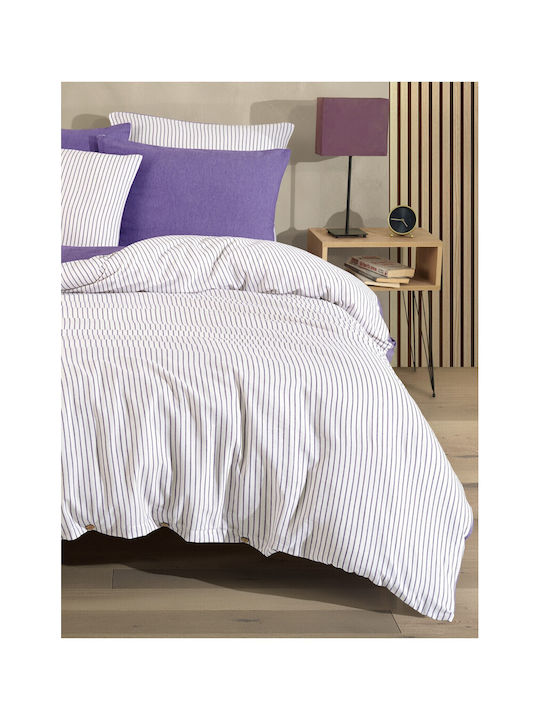 SteweHome Σετ Παπλωματοθήκη 160x220cm Μονή με Μαξιλαροθήκη Ριγέ