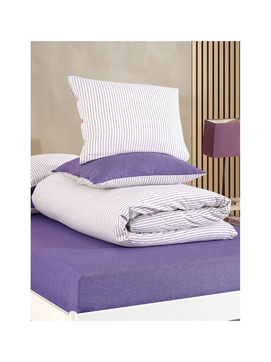 SteweHome Duvet Cover Set 160x220cm Single With Pillowcase Striped