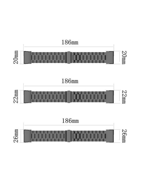 Garmin 26 mm Integrated Watch Strap Three Beads Flat Buckle Titanium Alloy Quick Release Silver