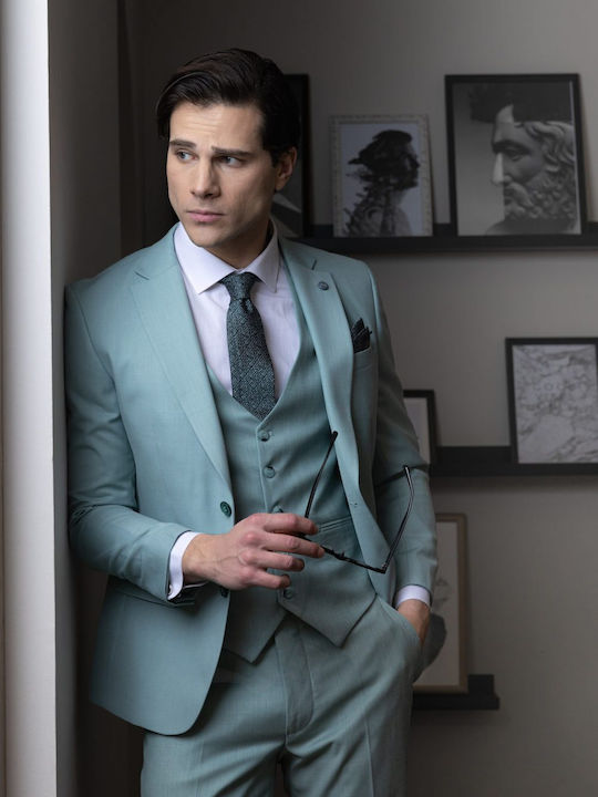 Men's Suit with Vest Mint