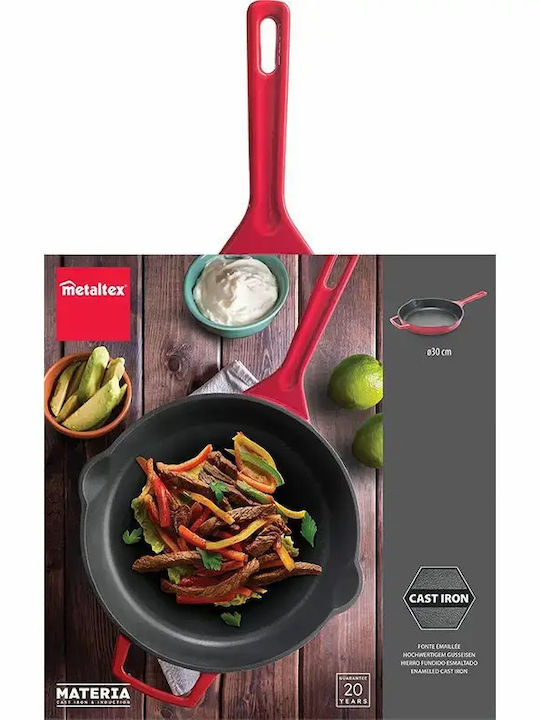 Metaltex Cast Iron Pan with Enamel Interior Coating 30cm