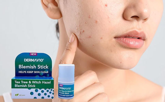 Derma V10 Blemish Stick Tea Tree & Witch Hazel Firming Gel for Blemishes & Acne