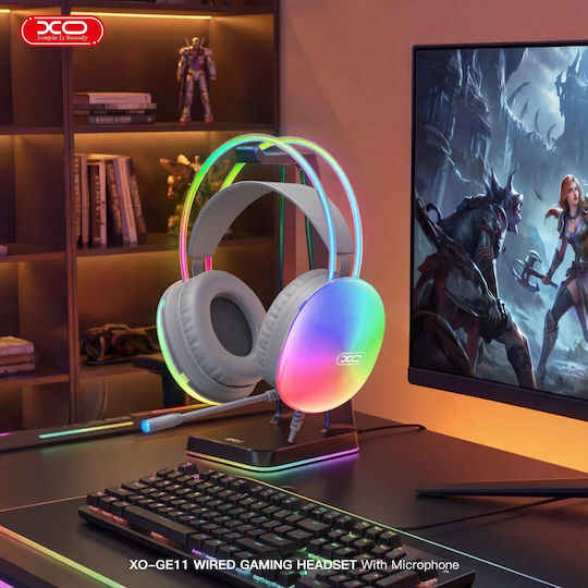 XO GE11 Over Ear Gaming Headset με σύνδεση 3.5mm / USB Λευκό