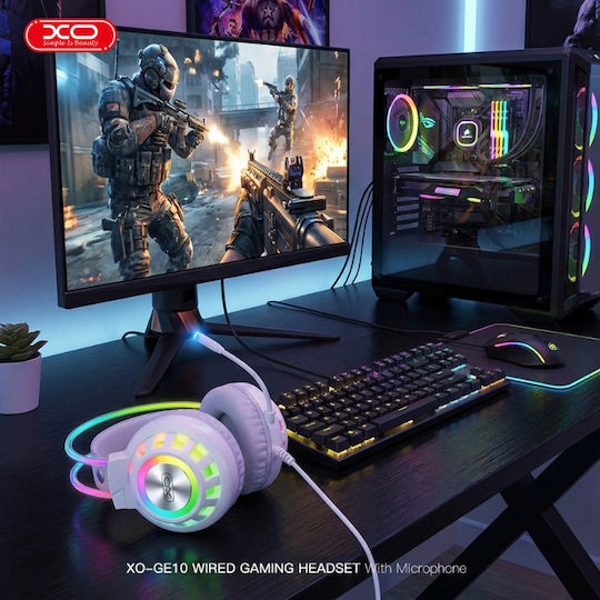 XO GE10 Over Ear Gaming Headset με σύνδεση 3.5mm / USB Λευκό