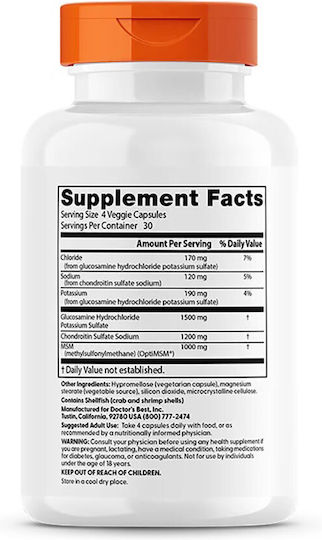 Doctor's Best Glucosamine Chondroitin MSM Συμπλήρωμα για την Υγεία Αρθρώσεων & Οστών 120 κάψουλες