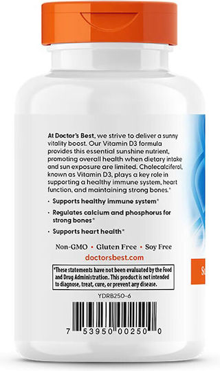 Doctor's Best Vitamin D3 Vitamin for Immune System Boost & Bone Health 5000iu 360 softgels