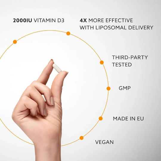 Purovitalis Liposomal Vitamin D3 Βιταμίνη για Ενίσχυση του Ανοσοποιητικού & την Υγεία των Οστών 2000iu 60 φυτικές κάψουλες