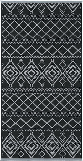 SteweHome Rectangular Kitchen Mat with Non-Slip Backing Black 100x250cm