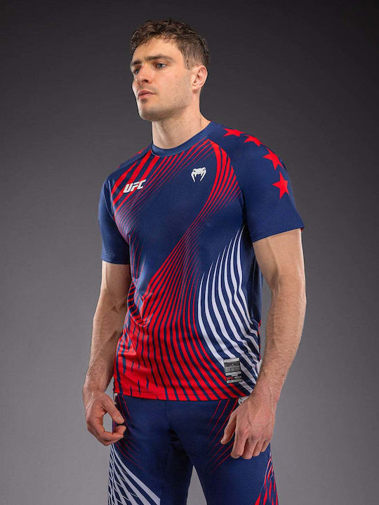 Venum Men's Short Sleeve Shirt VNMUFC-00602-518 for MMA Blue