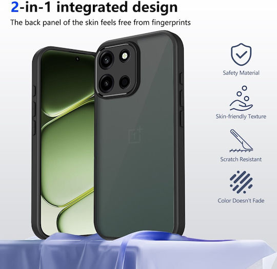 Pc+tpu Semi-Transparent Back Cover Plastic Silicone 1.5mm Black OnePlus Nord 6
