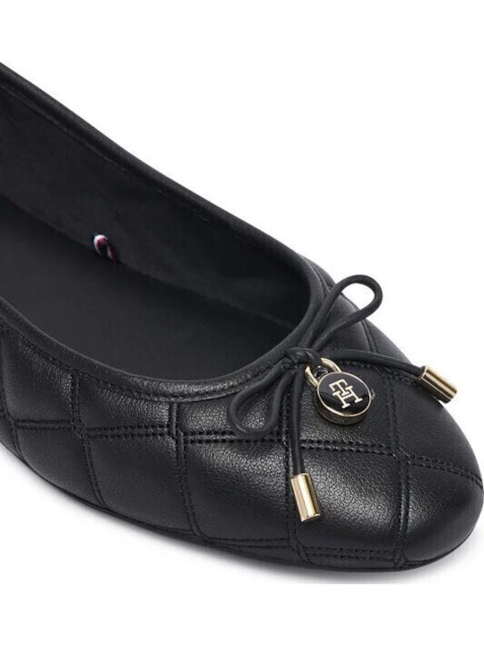 Leather Women's Ballerina Shoes in Black Colour