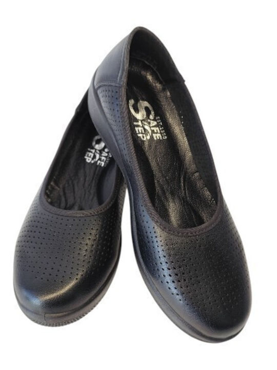 Leather Women's Ballerina Shoes in Black Colour