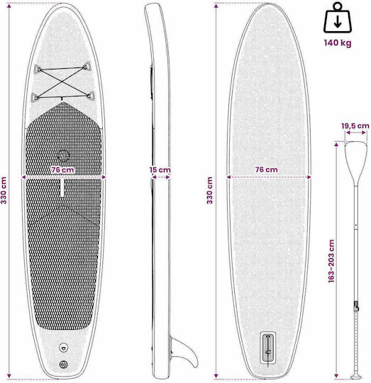 vidaXL Scylla Φουσκωτή Σανίδα SUP με Μήκος 3.3m Μπλε