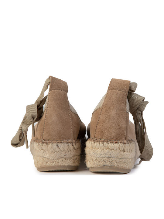 Leather Women's Espadrilles In Beige Colour