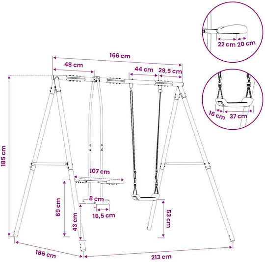 Outdoor Swing Frame Glider Up to 3 Children 42041289 Blue