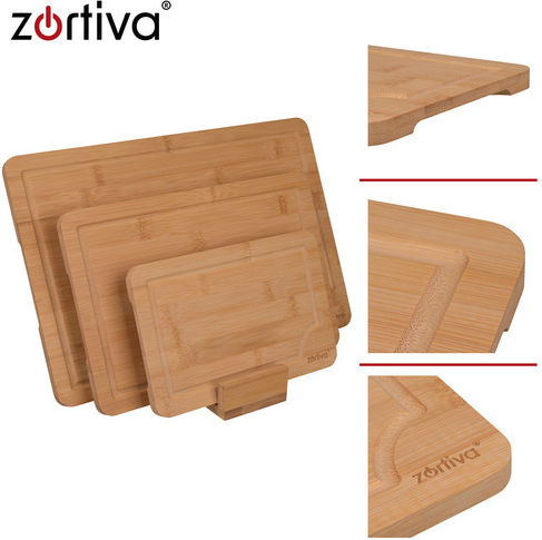 Set of Brown Bamboo Chopping Boards for Bread 3 Pieces