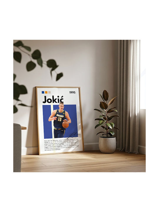 Poster NBA Greatness Series Nikola Jokic SNK279 40cm x 50cm Premium Black Wooden Frame