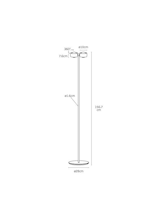 VK Lighting LED Φωτιστικό Δαπέδου Υ156.7εκ. Λευκό