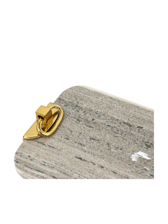Artekko Marble Grey Marble Tray Platter Gold Details 45.8x25.5x6.3 Cm