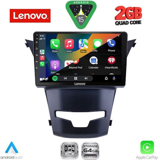 Lenovo Car Audio System for Ssangyong Korando 2014-2019 (Bluetooth/USB/WiFi/GPS/Apple CarPlay/Android Auto) with 9" Touch Screen
