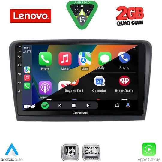 Lenovo Car Audio System for Skoda Rapid 2012-2023 Bluetooth USB WiFi GPS Apple CarPlay Android Auto with 9" Touch Screen