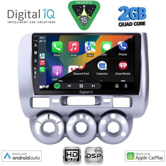 Digital IQ Car Audio System for Honda Jazz 2002-2008 with A/C (Bluetooth/USB/WiFi/GPS/Apple CarPlay/Android Auto) with 9" Touch Screen