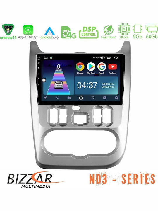 Bizzar Ηχοσύστημα Αυτοκινήτου για Renault Logan Dacia Duster / Sandero / Logan 2009-2012 (Bluetooth/USB/WiFi/GPS/Apple-Carplay/Android-Auto) με Οθόνη Αφής 9"