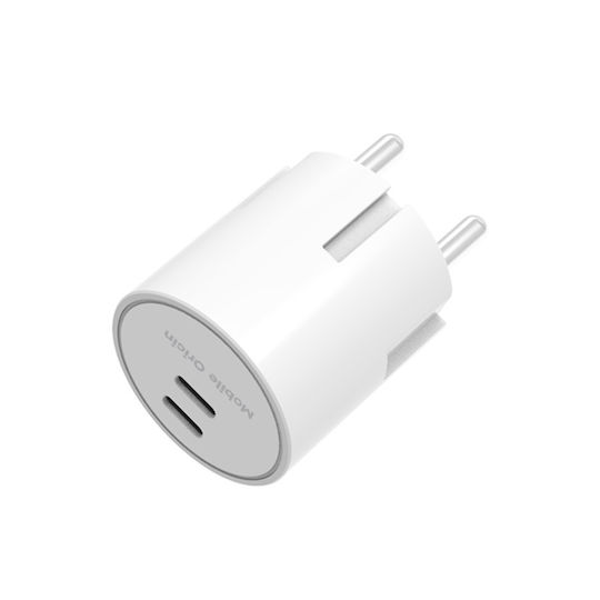 Mobile Origin Charger Without Cable GaN with 2 USB-C Ports 30W Power Delivery White (PW33)
