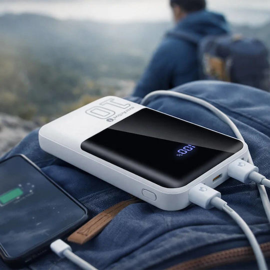 everActive EB-10Q Външна Батерия 10000mAh 22.5W с 2 USB-A Изходни Порта и USB-C Изходен Порт Бързо Зареждане Бяла