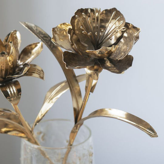 Artekko Solis Gold Metallic Flower 20x15x50 Cm