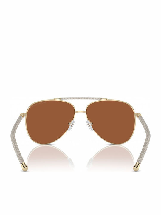Michael Kors Women's Sunglasses with Gold Metal Frame and Brown Lens