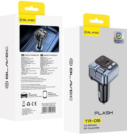 Blavec Car FM Transmitter with Bluetooth USB Type-C AUX