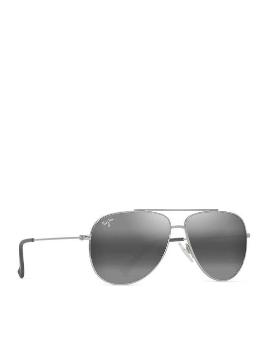 Maui Jim Hauoli Unisex Γυαλιά Ηλίου με Ασημί Μεταλλικό Σκελετό και Ασημί Καθρέφτη Φακό MJ0589S-001