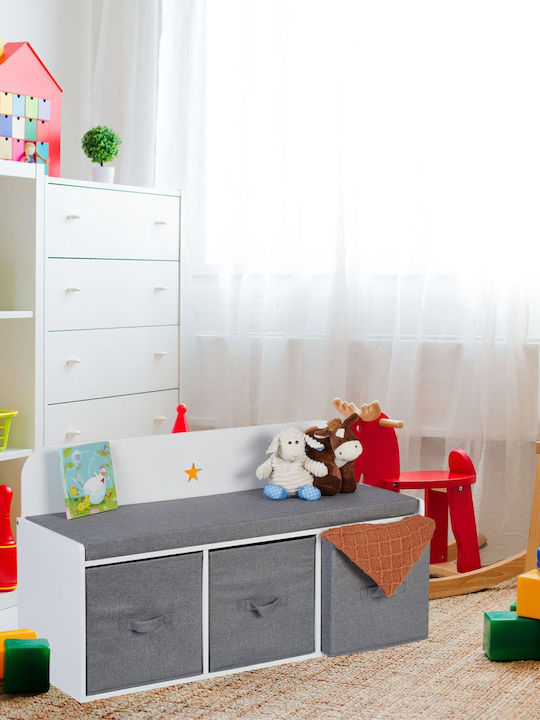 Relaxdays Система за съхранение на играчки от текстил бял 54x99x35см