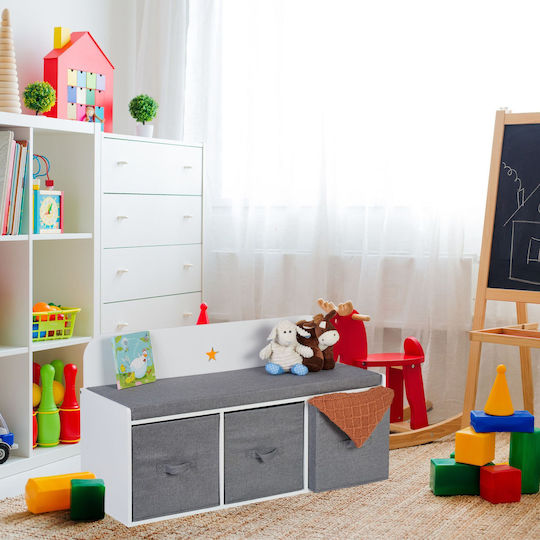 Relaxdays Система за съхранение на играчки от текстил бял 54x99x35см