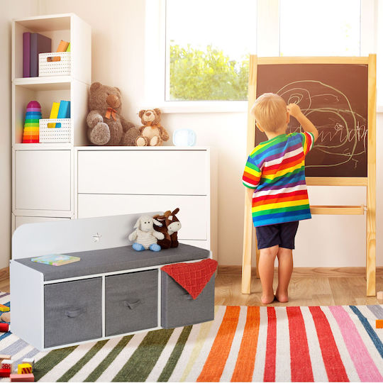 Relaxdays Система за съхранение на играчки от текстил бял 54x99x35см