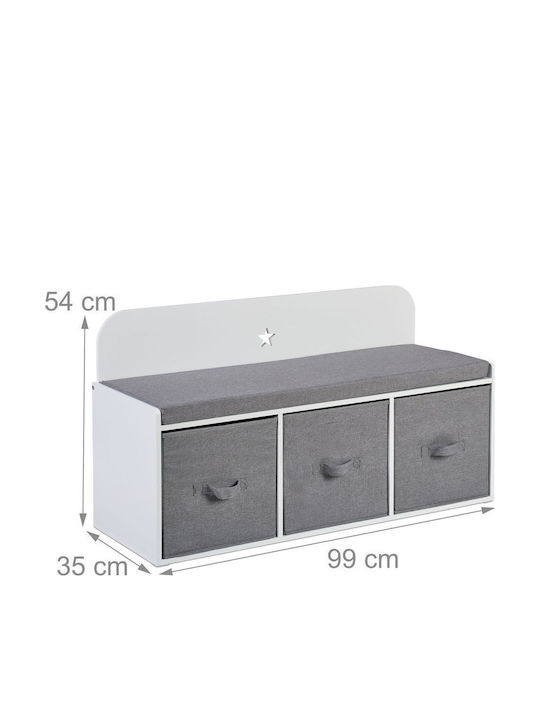 Relaxdays Система за съхранение на играчки от текстил бял 54x99x35см
