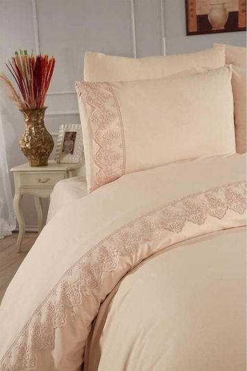 SteweHome Duvet Cover Set 200x220cm Double With 2 Pillowcases Brown