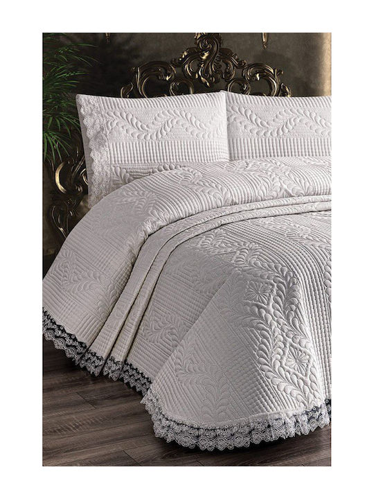SteweHome Duvet Cover Set 250x260cm King Size With 2 Pillowcases Ecru