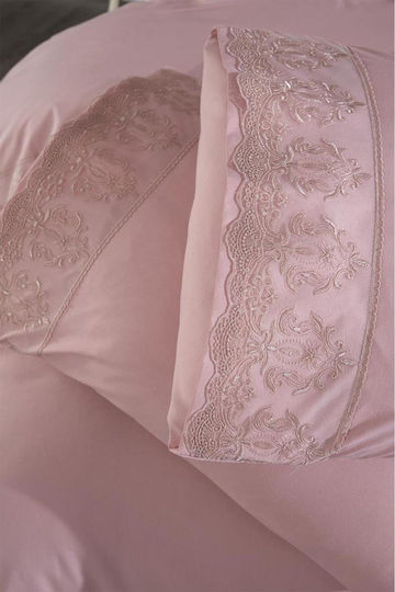 SteweHome Duvet Cover Set 200x220cm Double With 4 Pillowcases Pink