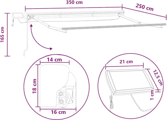 vidaXL Πλαίσιο Τέντας Καφέ με Επίστρωση PU 2.5x3.5m
