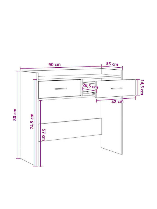 Wooden Console Table Sonoma Oak L90xW35xH80cm