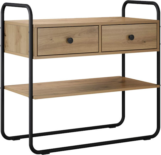 Consolă din Lemn și Metal Stejar L80xl40xÎ75cm